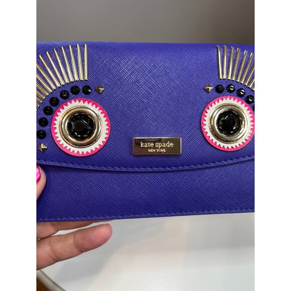 Kate Spade Liana Monster Purple Leather Clutch Wallet NWT Retail $278 - Picture 7 of 16